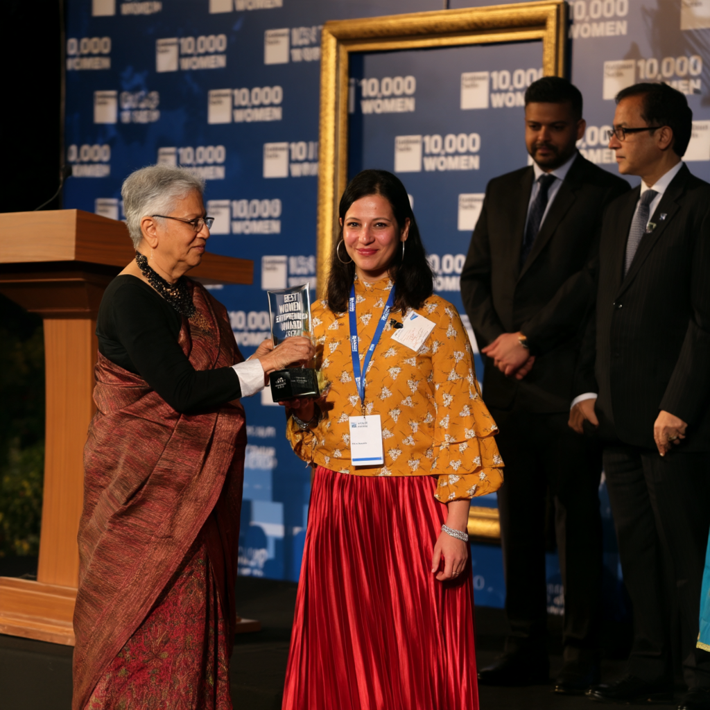 Mithas by NH8® receiving the Best Women Entrepreneur Award